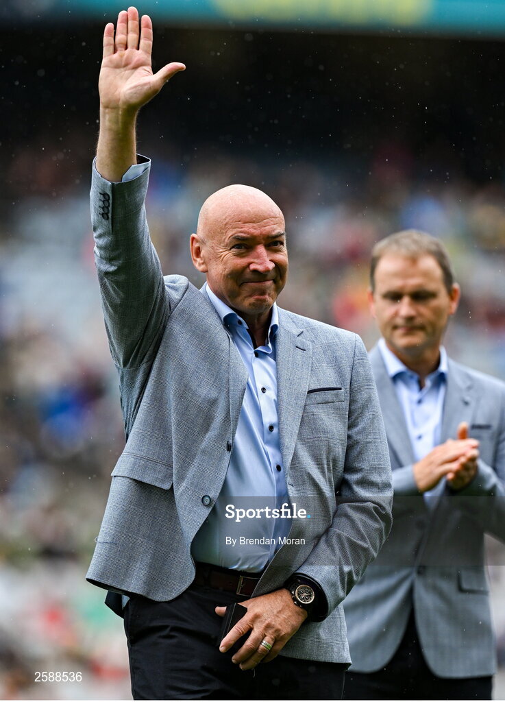30 July 2023; Pat Comer of the 1998 All-Ireland winning Galway jubilee team who were honoured before the GAA Football All-Ireland Senior Championship final match between Dublin and Kerry at Croke Park in Dublin. Photo by Brendan Moran/Sportsfile