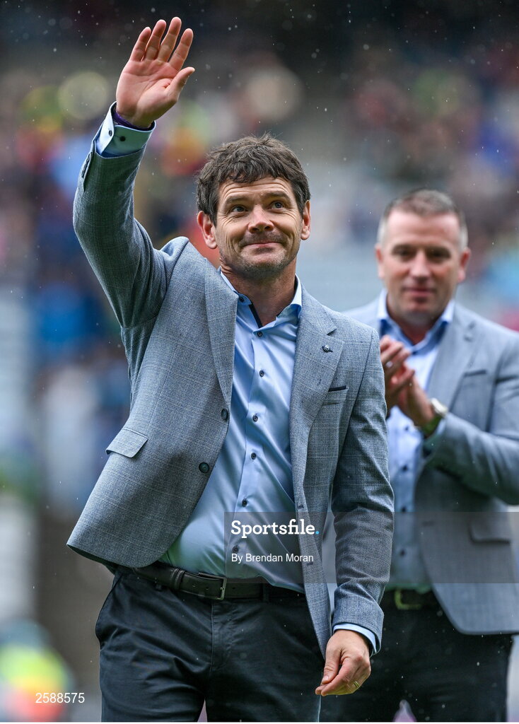30 July 2023; Declan Meehan of the 1998 All-Ireland winning Galway jubilee team who were honoured before the GAA Football All-Ireland Senior Championship final match between Dublin and Kerry at Croke Park in Dublin. Photo by Brendan Moran/Sportsfile