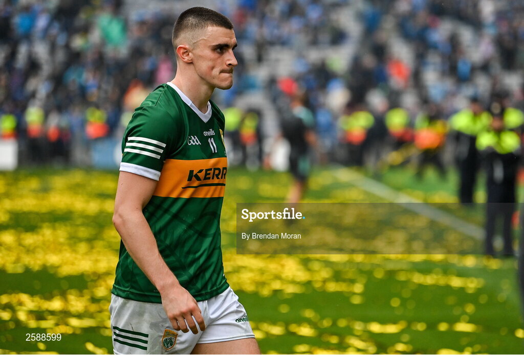 30 July 2023; Sean O'Shea of Kerry leaves the pitch after the GAA Football All-Ireland Senior Championship final match between Dublin and Kerry at Croke Park in Dublin. Photo by Brendan Moran/Sportsfile