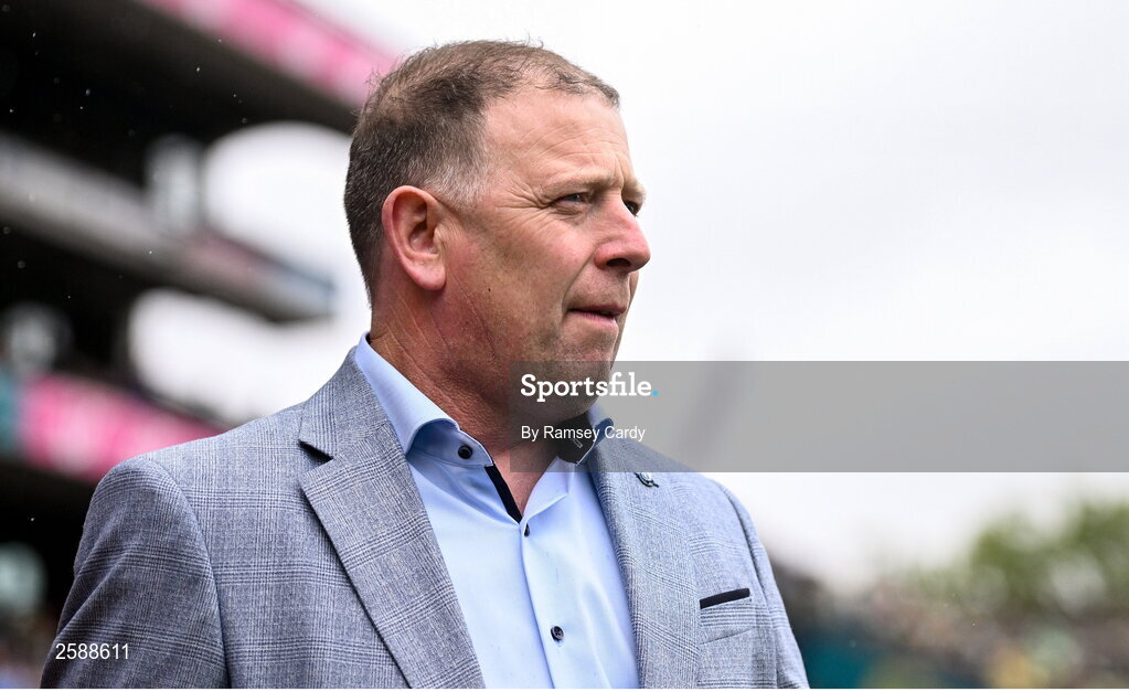 30 July 2023; Tommy Wilson of the 1998 All-Ireland winning Galway jubilee team who were honoured before the GAA Football All-Ireland Senior Championship final match between Dublin and Kerry at Croke Park in Dublin. Photo by Ramsey Cardy/Sportsfile