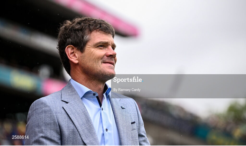 30 July 2023; Declan Meehan of the 1998 All-Ireland winning Galway jubilee team who were honoured before the GAA Football All-Ireland Senior Championship final match between Dublin and Kerry at Croke Park in Dublin. Photo by Ramsey Cardy/Sportsfile