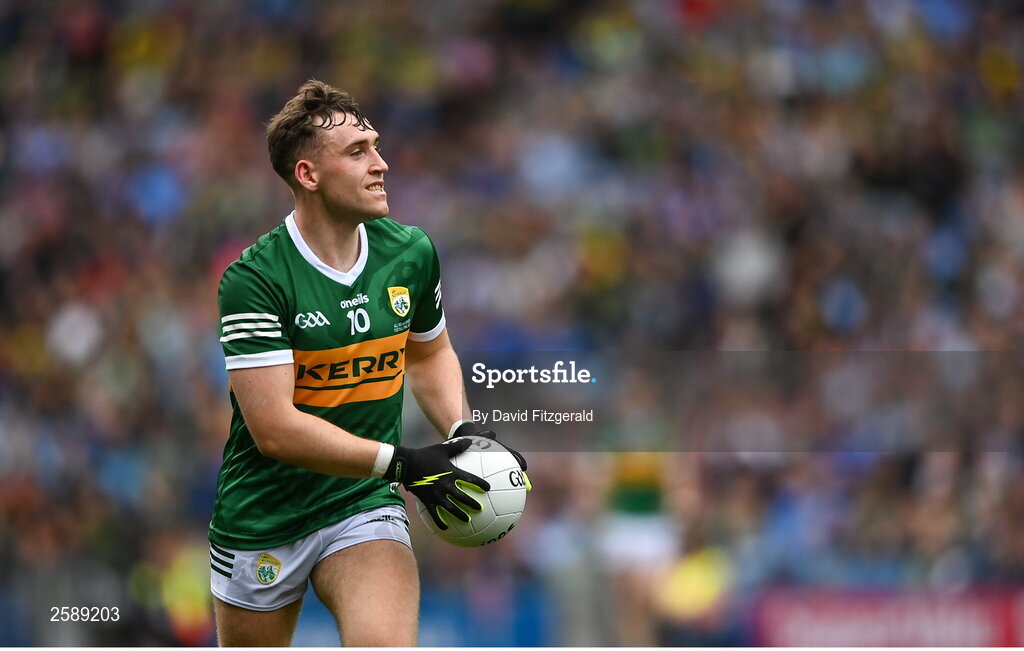 30 July 2023; Dara Moynihan of Kerry during the GAA Football All-Ireland Senior Championship final match between Dublin and Kerry at Croke Park in Dublin. Photo by David Fitzgerald/Sportsfile