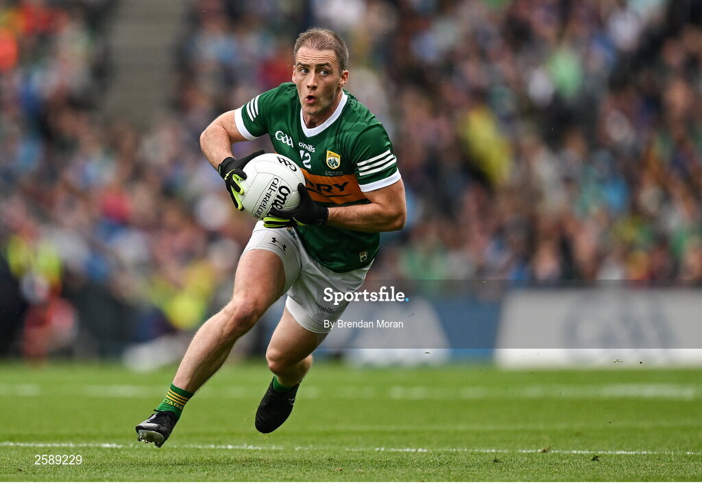 30 July 2023; Stephen O'Brien of Kerry during the GAA Football All-Ireland Senior Championship final match between Dublin and Kerry at Croke Park in Dublin. Photo by Brendan Moran/Sportsfile