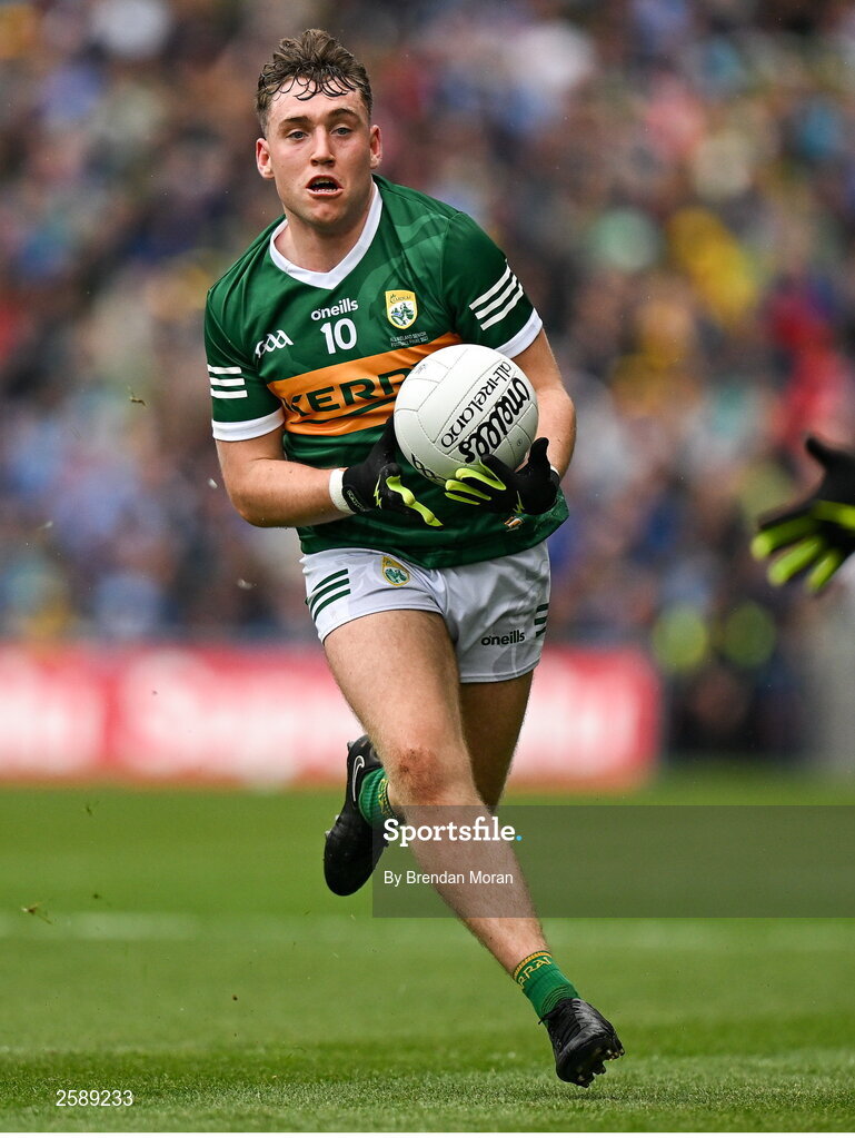 30 July 2023; Dara Moynihan of Kerry during the GAA Football All-Ireland Senior Championship final match between Dublin and Kerry at Croke Park in Dublin. Photo by Brendan Moran/Sportsfile