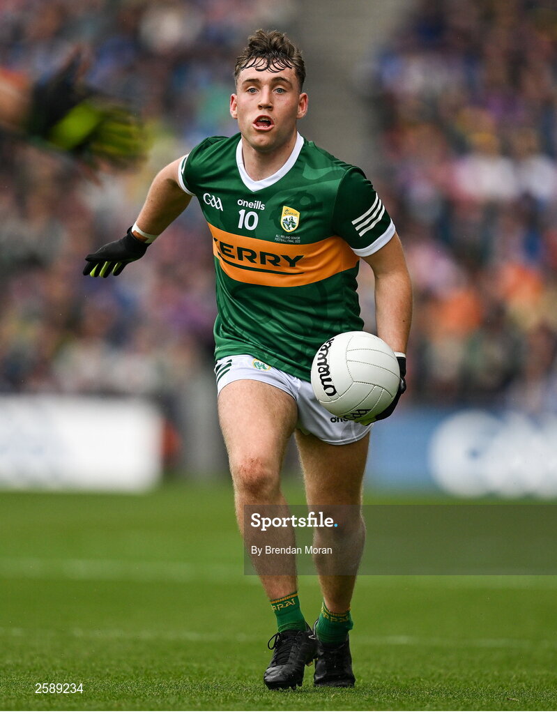 30 July 2023; Dara Moynihan of Kerry during the GAA Football All-Ireland Senior Championship final match between Dublin and Kerry at Croke Park in Dublin. Photo by Brendan Moran/Sportsfile