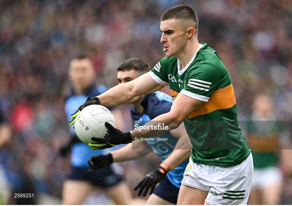 30 July 2023; Sean O'Shea of Kerry during the GAA Football All-Ireland Senior Championship final match between Dublin and Kerry at Croke Park in Dublin. Photo by Brendan Moran/Sportsfile