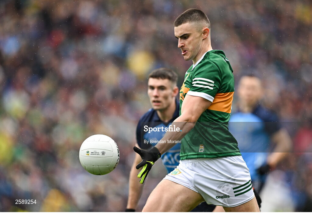 30 July 2023; Sean O'Shea of Kerry during the GAA Football All-Ireland Senior Championship final match between Dublin and Kerry at Croke Park in Dublin. Photo by Brendan Moran/Sportsfile
