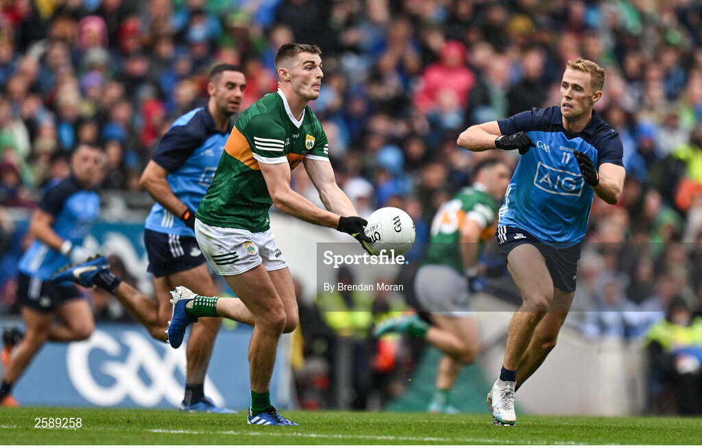 30 July 2023; Diarmuid O'Connor of Kerry during the GAA Football All-Ireland Senior Championship final match between Dublin and Kerry at Croke Park in Dublin. Photo by Brendan Moran/Sportsfile