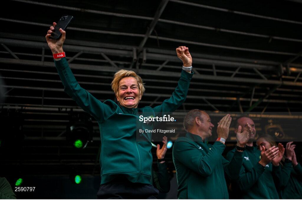 3 August 2023; Manager Vera Pauw during a Republic of Ireland homecoming event on O'Connell Street in Dublin following the FIFA Women's World Cup 2023. Photo by David Fitzgerald/Sportsfile
