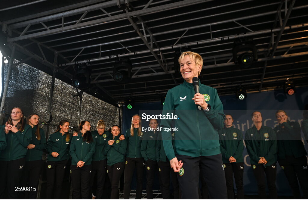 3 August 2023; Manager Vera Pauw during a Republic of Ireland homecoming event on O'Connell Street in Dublin following the FIFA Women's World Cup 2023. Photo by David Fitzgerald/Sportsfile