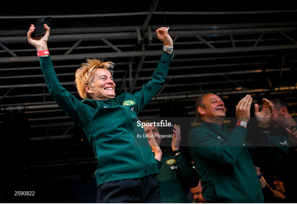 3 August 2023; Manager Vera Pauw during a Republic of Ireland homecoming event on O'Connell Street in Dublin following the FIFA Women's World Cup 2023. Photo by David Fitzgerald/Sportsfile