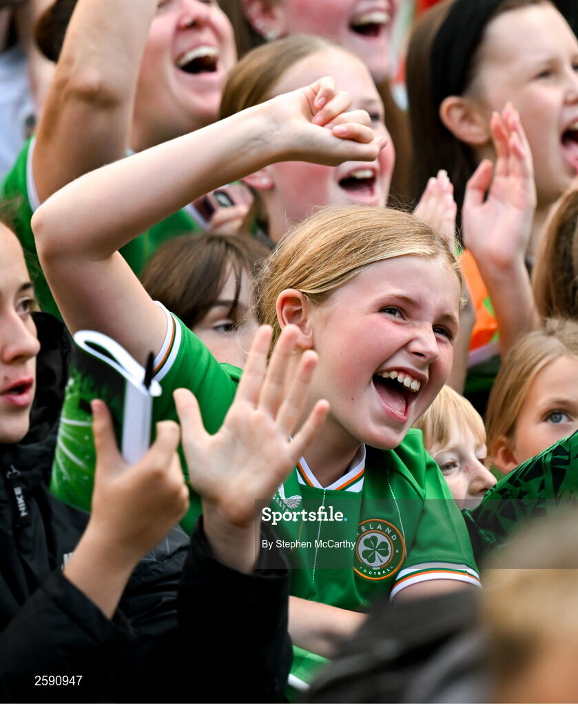3 August 2023; A Republic of Ireland supporter during a Republic of Ireland homecoming event on O'Connell Street in Dublin following the FIFA Women's World Cup 2023. Photo by Stephen McCarthy/Sportsfile
