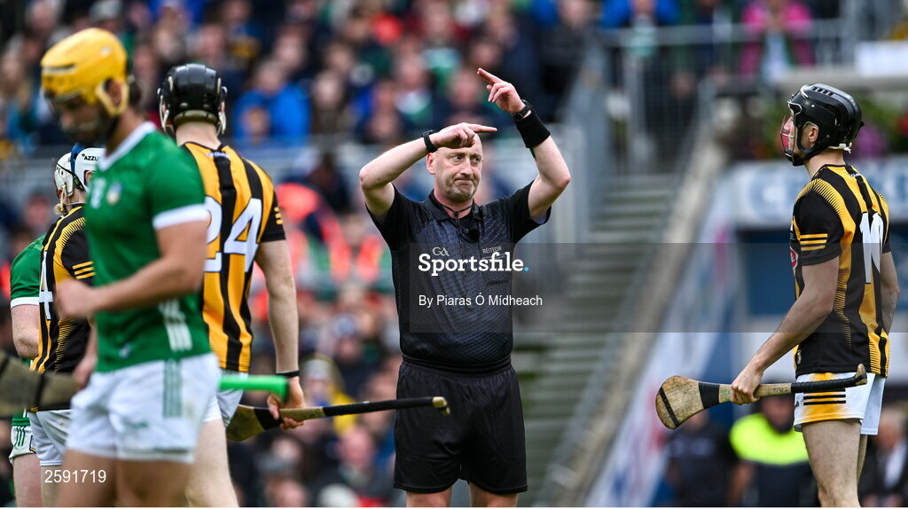 23 July 2023; Referee John Keenan during the GAA Hurling All-Ireland Senior Championship final match between Kilkenny and Limerick at Croke Park in Dublin. Photo by Piaras Ó Mídheach/Sportsfile