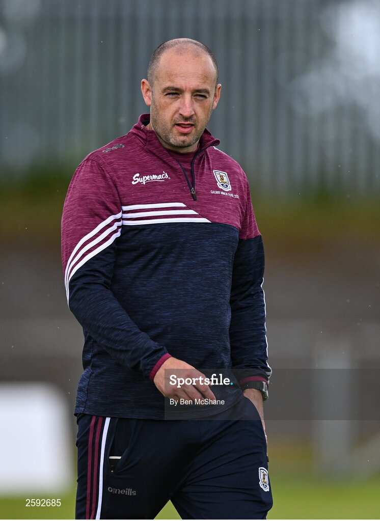 5 August 2023; Galway manager Daniel Moynihan before the ZuCar All-Ireland Ladies Football U18 A final match between Galway and Kildare at Glennon Brothers Pearse Park in Longford. Photo by Ben McShane/Sportsfile