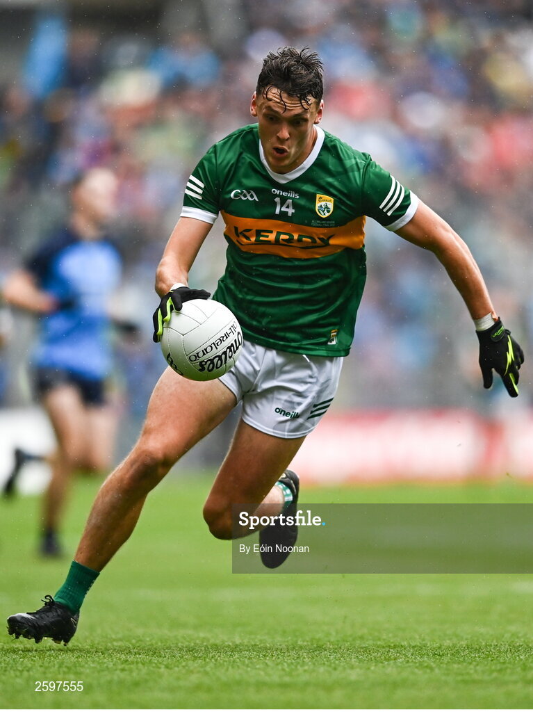 30 July 2023; David Clifford of Kerry during the GAA Football All-Ireland Senior Championship final match between Dublin and Kerry at Croke Park in Dublin. Photo by Eóin Noonan/Sportsfile