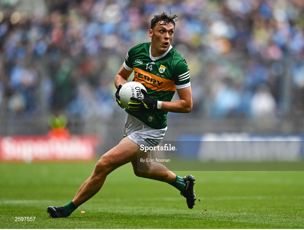 30 July 2023; David Clifford of Kerry during the GAA Football All-Ireland Senior Championship final match between Dublin and Kerry at Croke Park in Dublin. Photo by Eóin Noonan/Sportsfile
