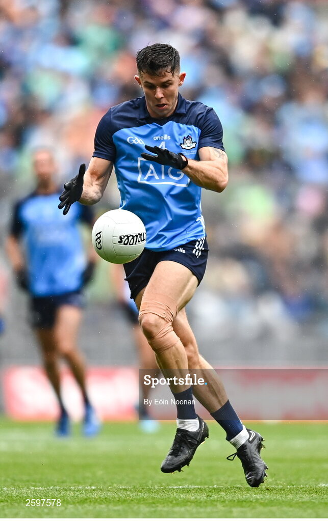 30 July 2023; David Byrne of Dublin during the GAA Football All-Ireland Senior Championship final match between Dublin and Kerry at Croke Park in Dublin. Photo by Eóin Noonan/Sportsfile