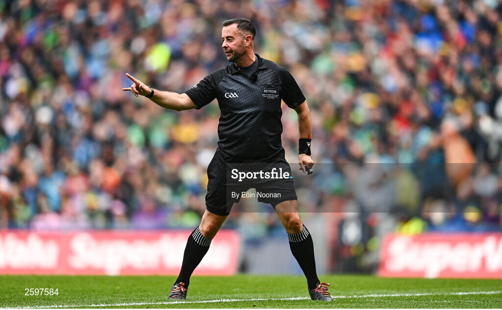30 July 2023; Referee David Gough during the GAA Football All-Ireland Senior Championship final match between Dublin and Kerry at Croke Park in Dublin. Photo by Eóin Noonan/Sportsfile