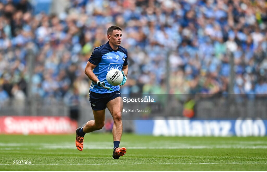 30 July 2023; Brian Howard of Dublin during the GAA Football All-Ireland Senior Championship final match between Dublin and Kerry at Croke Park in Dublin. Photo by Eóin Noonan/Sportsfile