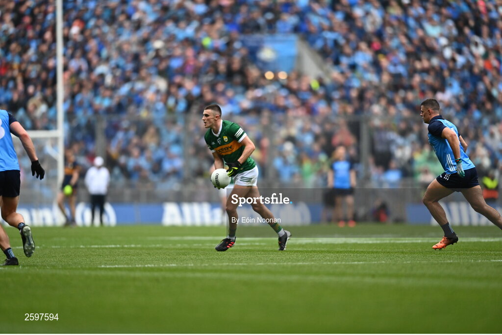 30 July 2023; Sean O'Shea of Kerry during the GAA Football All-Ireland Senior Championship final match between Dublin and Kerry at Croke Park in Dublin. Photo by Eóin Noonan/Sportsfile