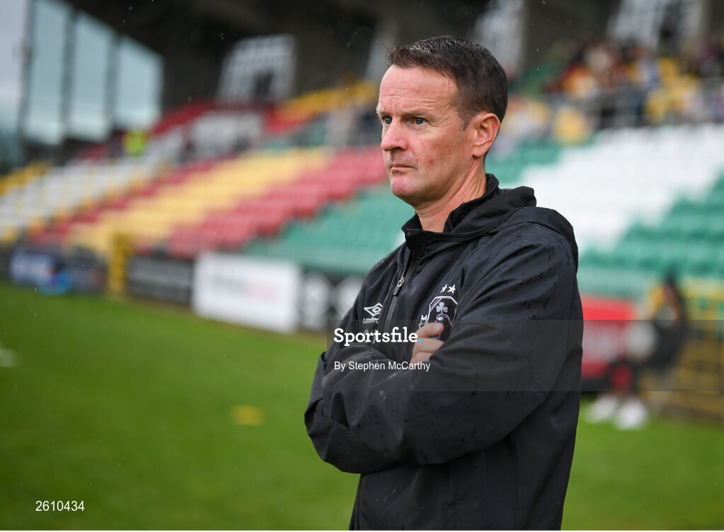 26 August 2023; Shamrock Rovers manager Collie O'Neill before the Sports Direct Women’s FAI Cup first round match between Shamrock Rovers and Killester Donnycarney at Tallaght Stadium in Dublin. Photo by Stephen McCarthy/Sportsfile