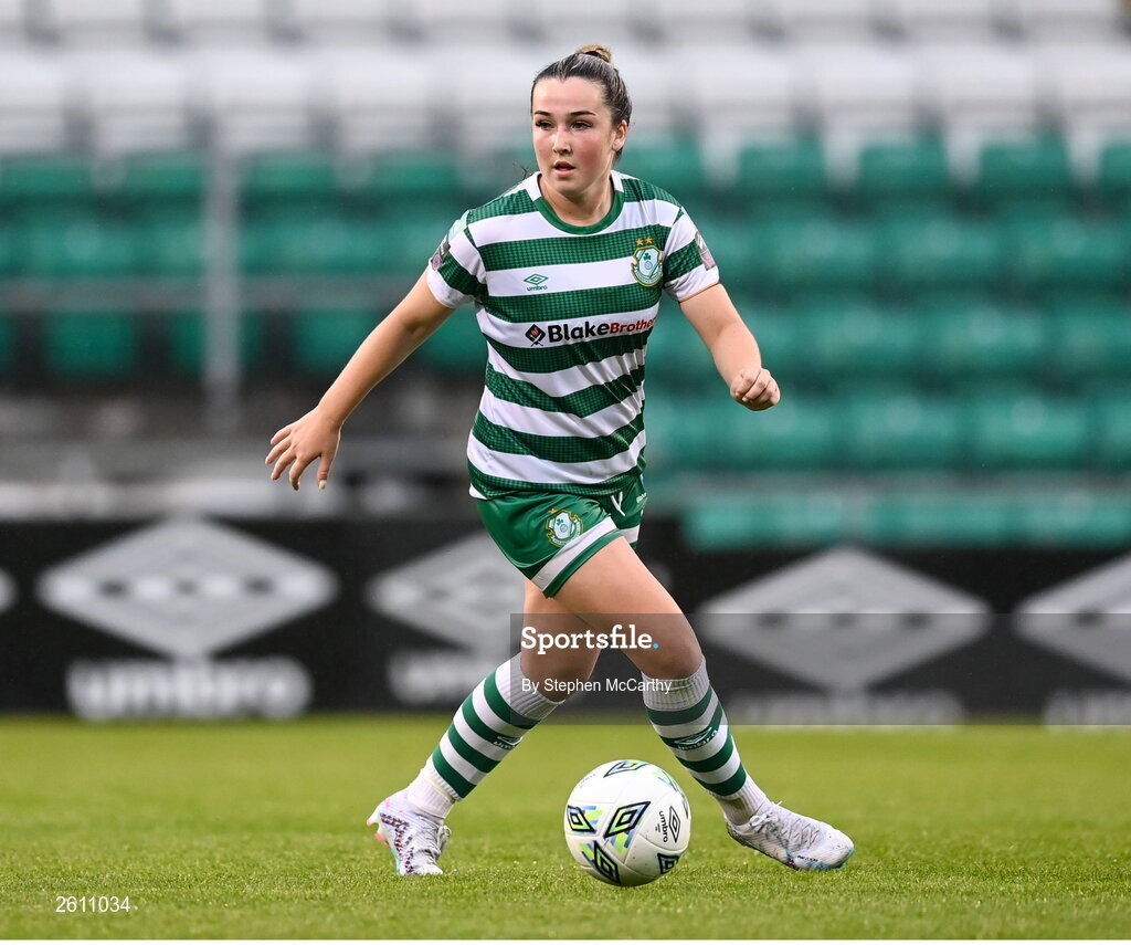 26 August 2023; Lia O'Leary of Shamrock Rovers during the Sports Direct Women’s FAI Cup first round match between Shamrock Rovers and Killester Donnycarney at Tallaght Stadium in Dublin. Photo by Stephen McCarthy/Sportsfile