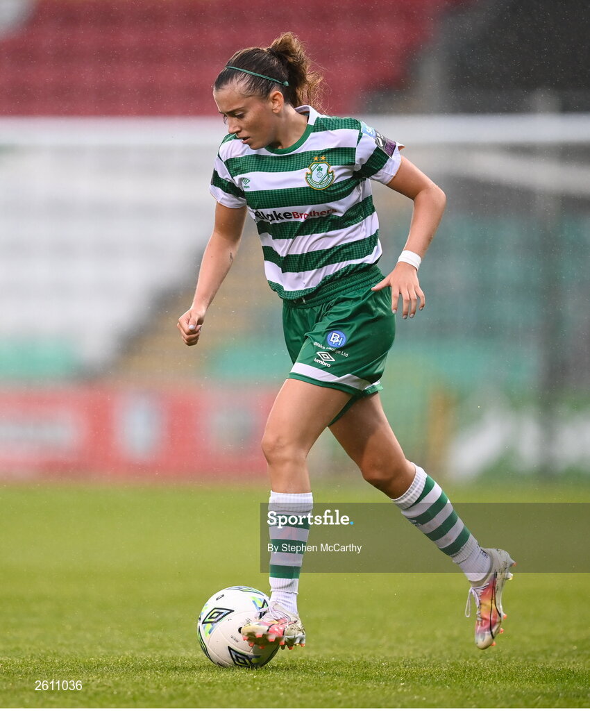 26 August 2023; Abbie Larkin of Shamrock Rovers during the Sports Direct Women’s FAI Cup first round match between Shamrock Rovers and Killester Donnycarney at Tallaght Stadium in Dublin. Photo by Stephen McCarthy/Sportsfile