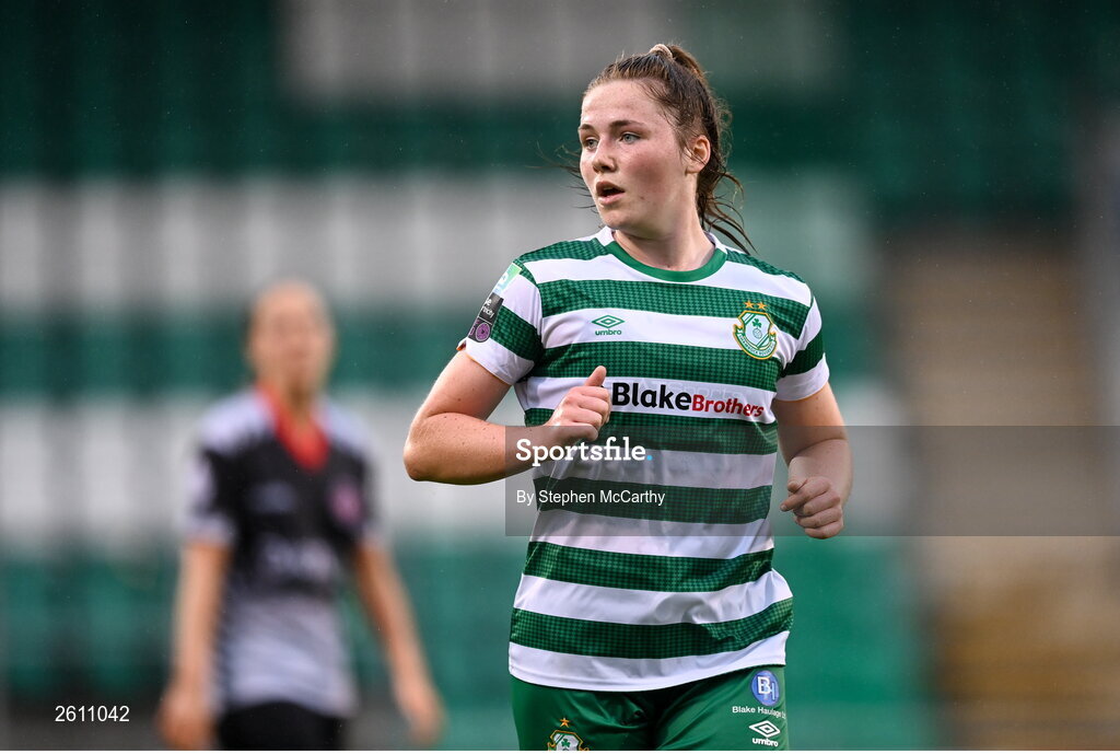 26 August 2023; Scarlett Herron of Shamrock Rovers during the Sports Direct Women’s FAI Cup first round match between Shamrock Rovers and Killester Donnycarney at Tallaght Stadium in Dublin. Photo by Stephen McCarthy/Sportsfile