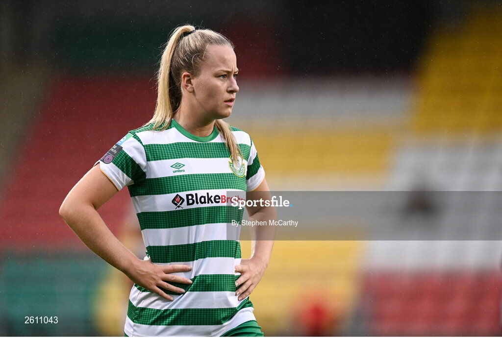 26 August 2023; Lauren Kelly of Shamrock Rovers during the Sports Direct Women’s FAI Cup first round match between Shamrock Rovers and Killester Donnycarney at Tallaght Stadium in Dublin. Photo by Stephen McCarthy/Sportsfile