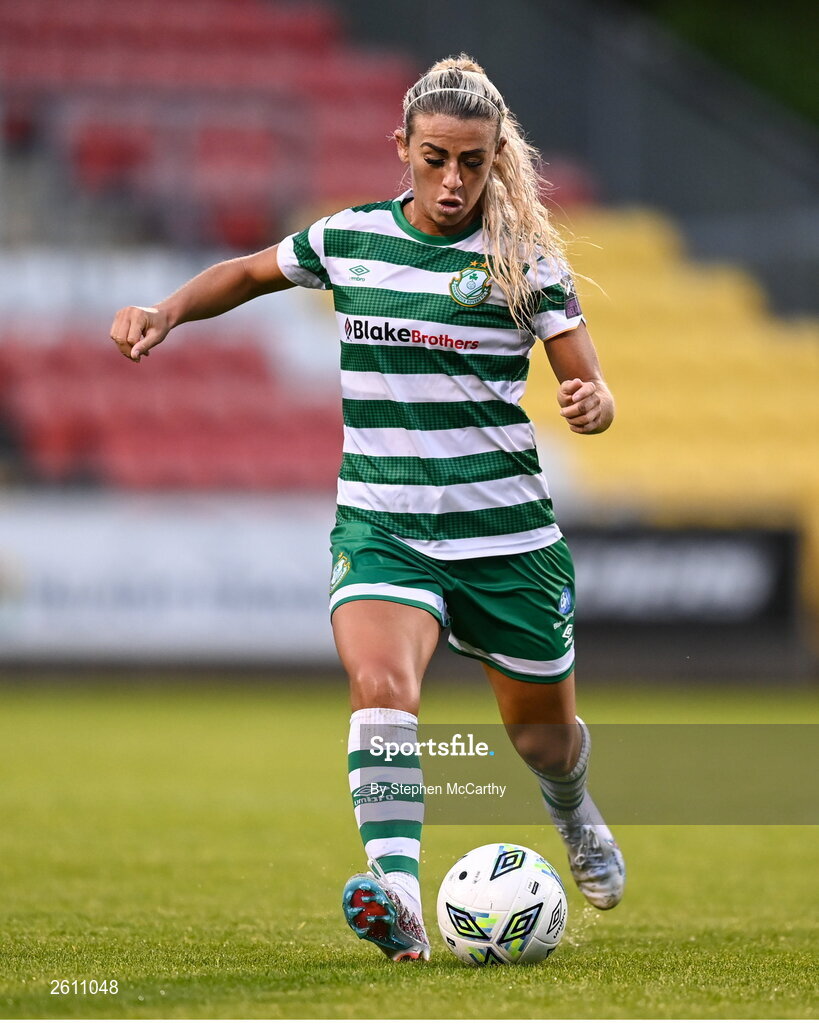 26 August 2023; Savannah McCarthy of Shamrock Rovers during the Sports Direct Women’s FAI Cup first round match between Shamrock Rovers and Killester Donnycarney at Tallaght Stadium in Dublin. Photo by Stephen McCarthy/Sportsfile