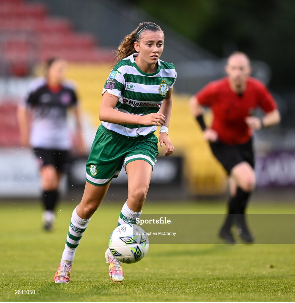 26 August 2023; Abbie Larkin of Shamrock Rovers during the Sports Direct Women’s FAI Cup first round match between Shamrock Rovers and Killester Donnycarney at Tallaght Stadium in Dublin. Photo by Stephen McCarthy/Sportsfile