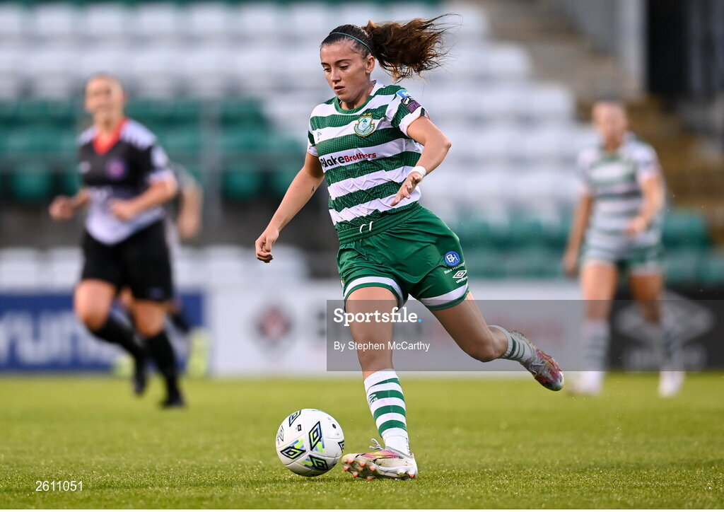 26 August 2023; Abbie Larkin of Shamrock Rovers during the Sports Direct Women’s FAI Cup first round match between Shamrock Rovers and Killester Donnycarney at Tallaght Stadium in Dublin. Photo by Stephen McCarthy/Sportsfile