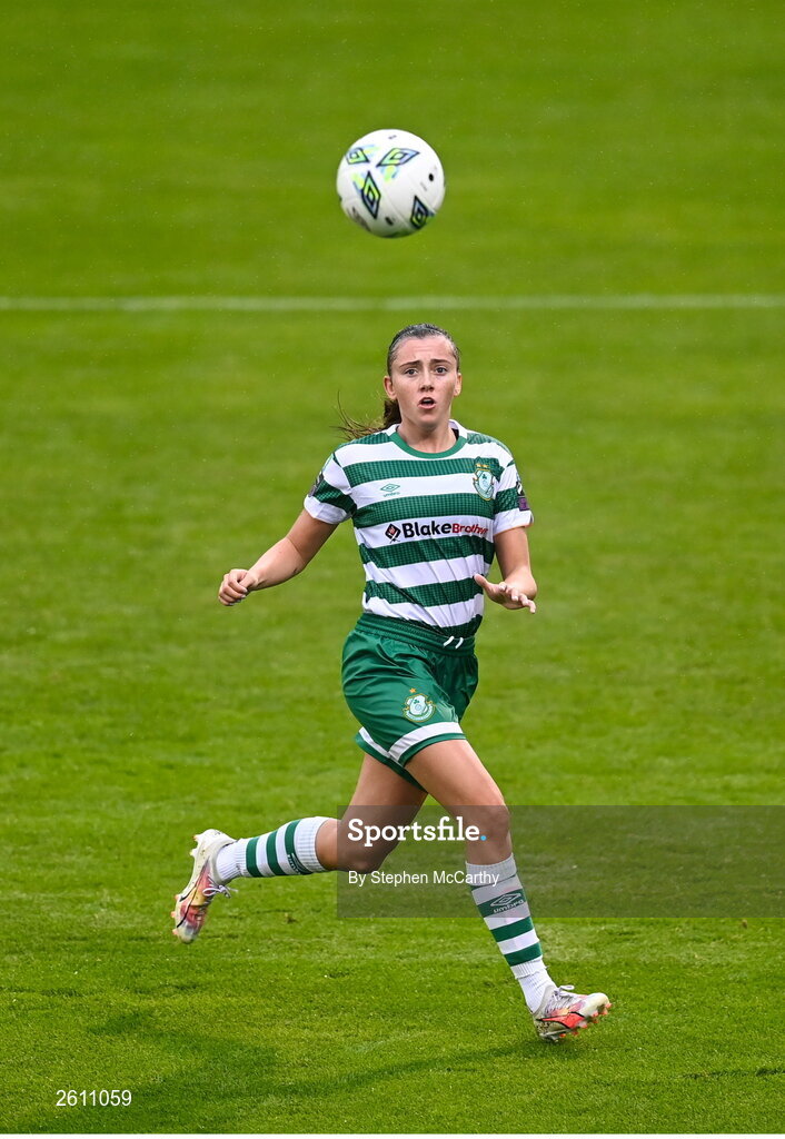 26 August 2023; Abbie Larkin of Shamrock Rovers during the Sports Direct Women’s FAI Cup first round match between Shamrock Rovers and Killester Donnycarney at Tallaght Stadium in Dublin. Photo by Stephen McCarthy/Sportsfile