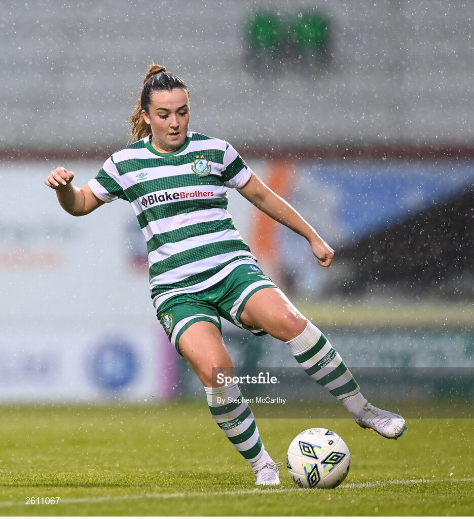 26 August 2023; Lia O'Leary of Shamrock Rovers during the Sports Direct Women’s FAI Cup first round match between Shamrock Rovers and Killester Donnycarney at Tallaght Stadium in Dublin. Photo by Stephen McCarthy/Sportsfile