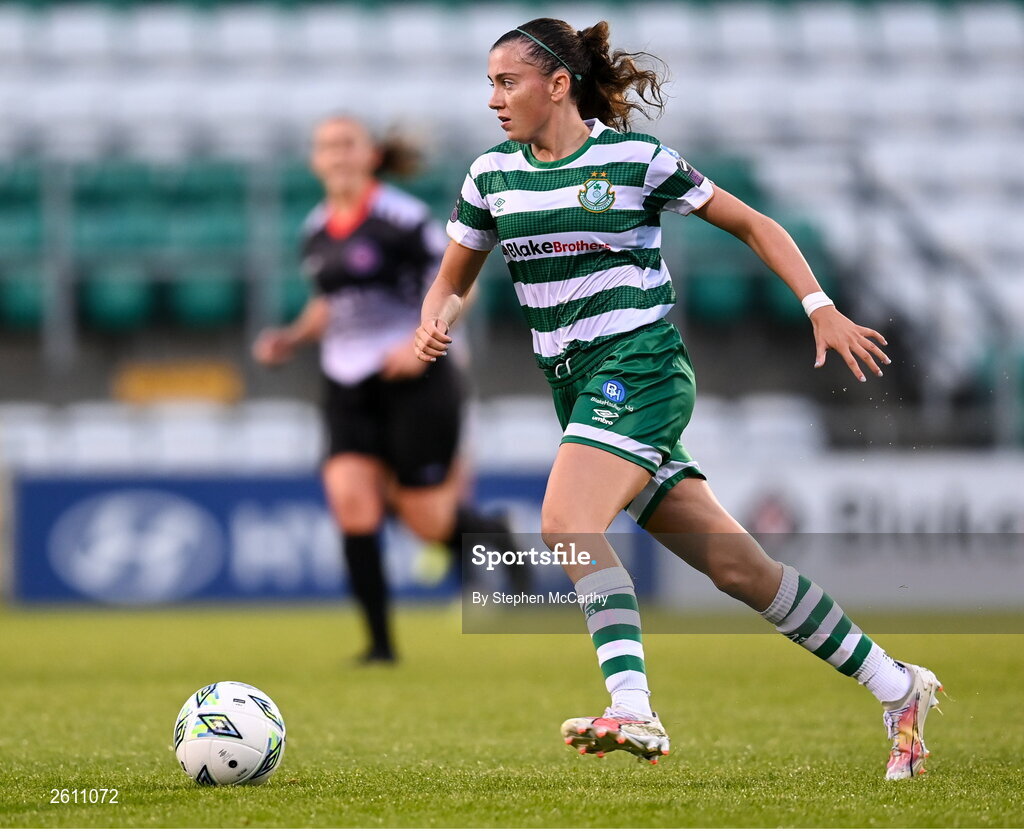 26 August 2023; Abbie Larkin of Shamrock Rovers during the Sports Direct Women’s FAI Cup first round match between Shamrock Rovers and Killester Donnycarney at Tallaght Stadium in Dublin. Photo by Stephen McCarthy/Sportsfile