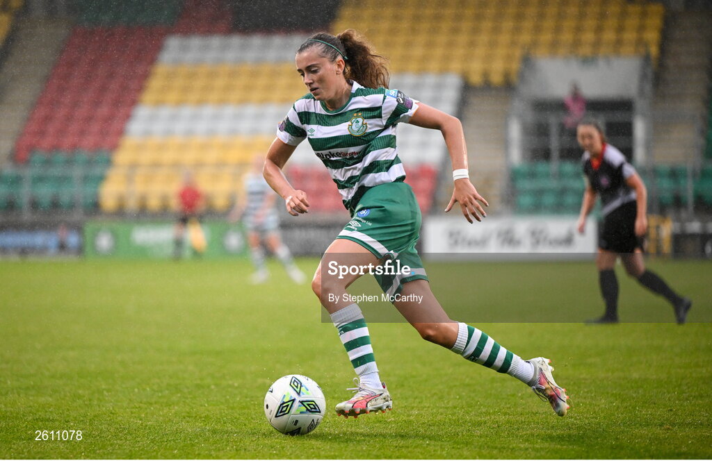 26 August 2023; Abbie Larkin of Shamrock Rovers during the Sports Direct Women’s FAI Cup first round match between Shamrock Rovers and Killester Donnycarney at Tallaght Stadium in Dublin. Photo by Stephen McCarthy/Sportsfile