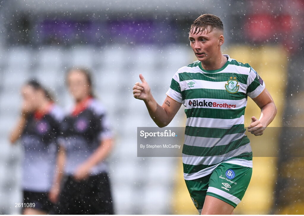 26 August 2023; Jaime Thompson of Shamrock Rovers during the Sports Direct Women’s FAI Cup first round match between Shamrock Rovers and Killester Donnycarney at Tallaght Stadium in Dublin. Photo by Stephen McCarthy/Sportsfile