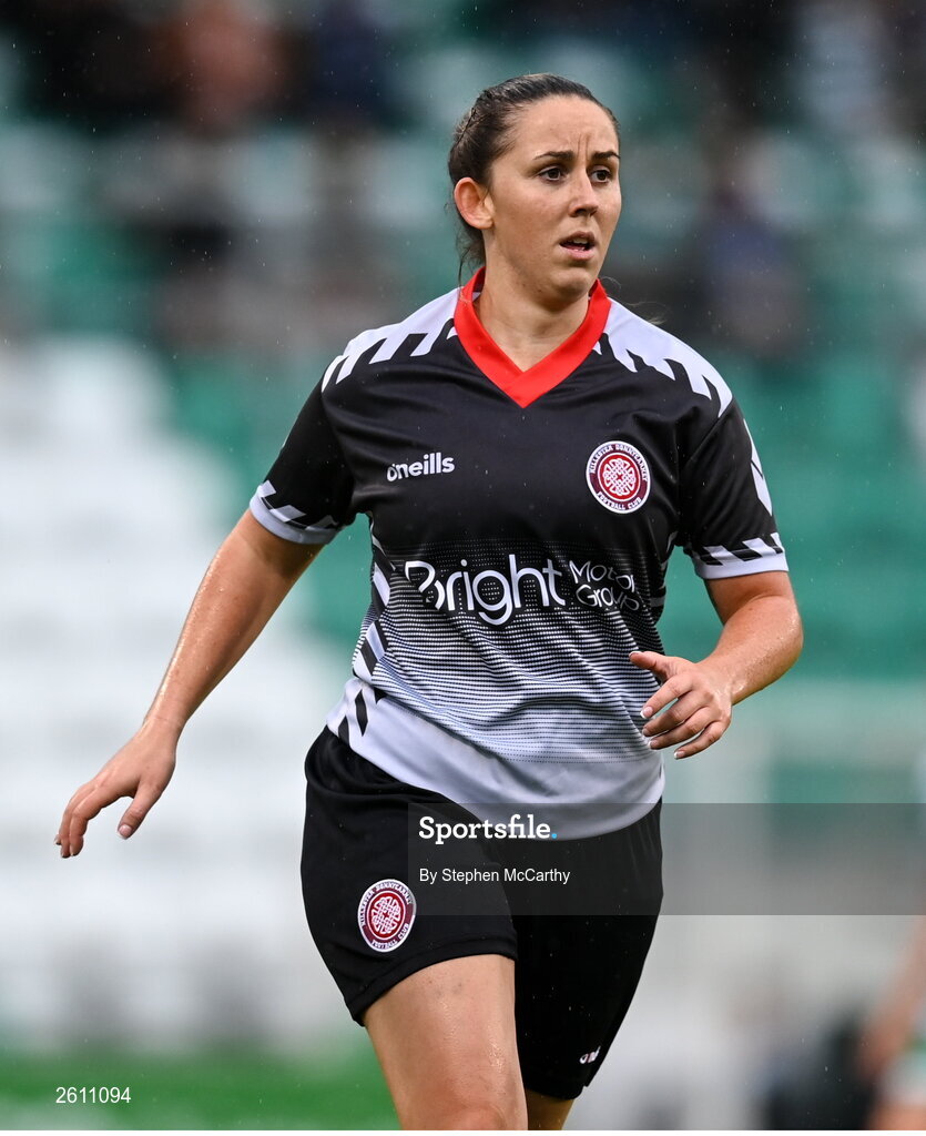 26 August 2023; Katherine Meany of Killester Donnycarney during the Sports Direct Women’s FAI Cup first round match between Shamrock Rovers and Killester Donnycarney at Tallaght Stadium in Dublin. Photo by Stephen McCarthy/Sportsfile