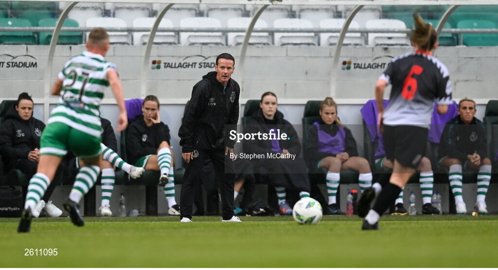 26 August 2023; Shamrock Rovers manager Collie O'Neill during the Sports Direct Women’s FAI Cup first round match between Shamrock Rovers and Killester Donnycarney at Tallaght Stadium in Dublin. Photo by Stephen McCarthy/Sportsfile
