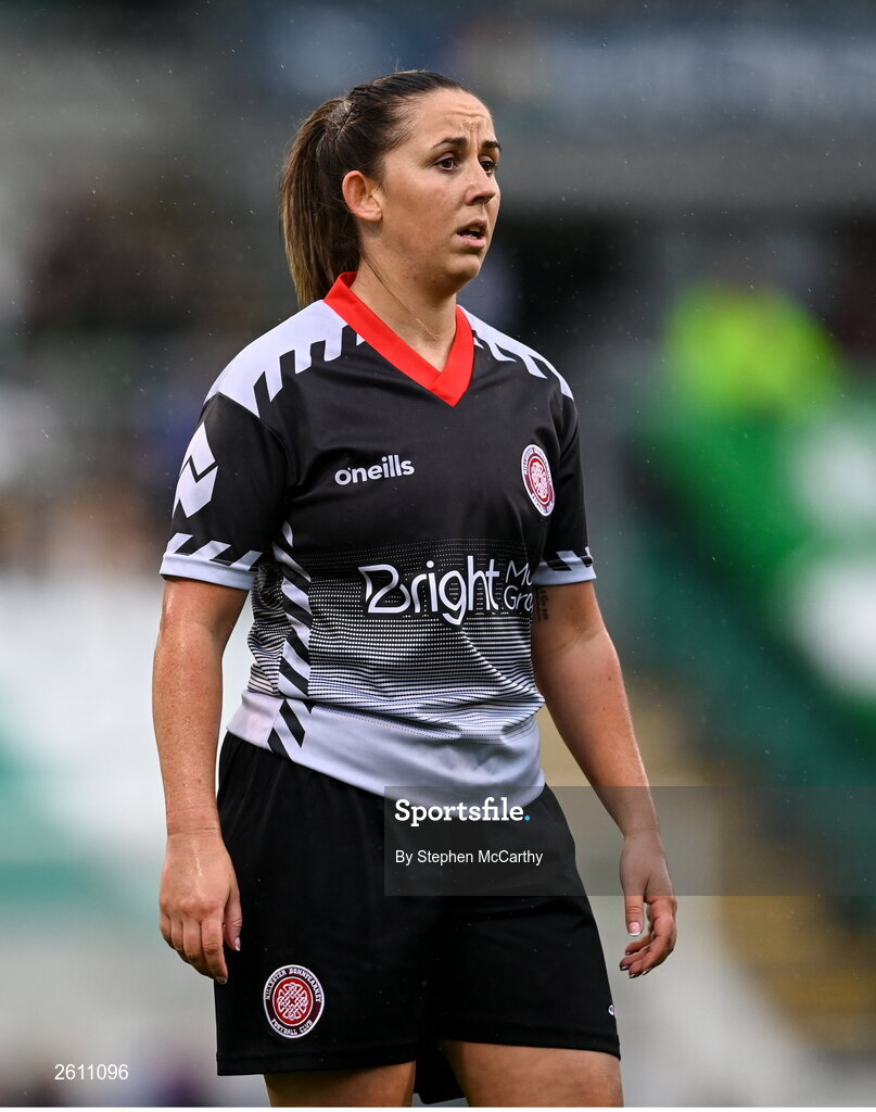 26 August 2023; Katherine Meany of Killester Donnycarney during the Sports Direct Women’s FAI Cup first round match between Shamrock Rovers and Killester Donnycarney at Tallaght Stadium in Dublin. Photo by Stephen McCarthy/Sportsfile