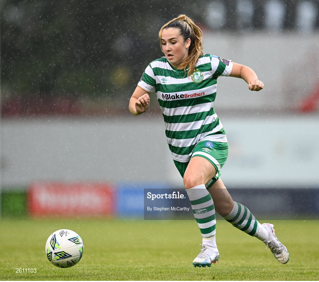 26 August 2023; Lia O'Leary of Shamrock Rovers during the Sports Direct Women’s FAI Cup first round match between Shamrock Rovers and Killester Donnycarney at Tallaght Stadium in Dublin. Photo by Stephen McCarthy/Sportsfile