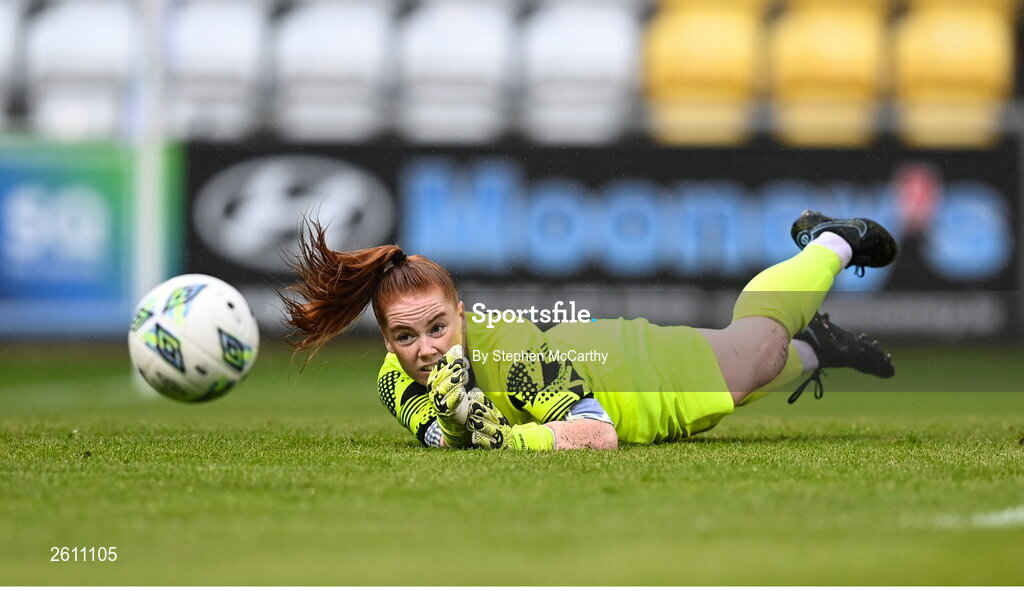 26 August 2023; Killester Donnycarney FC goalkeeper Shauna Whelan during the Sports Direct Women’s FAI Cup first round match between Shamrock Rovers and Killester Donnycarney at Tallaght Stadium in Dublin. Photo by Stephen McCarthy/Sportsfile