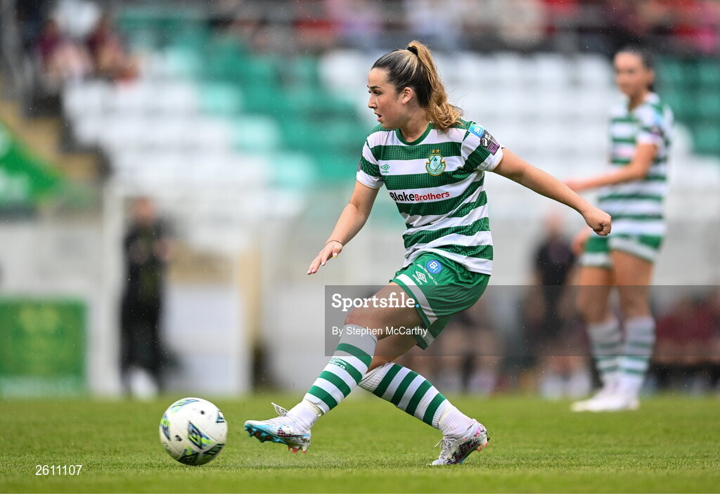 26 August 2023; Lia O'Leary of Shamrock Rovers during the Sports Direct Women’s FAI Cup first round match between Shamrock Rovers and Killester Donnycarney at Tallaght Stadium in Dublin. Photo by Stephen McCarthy/Sportsfile