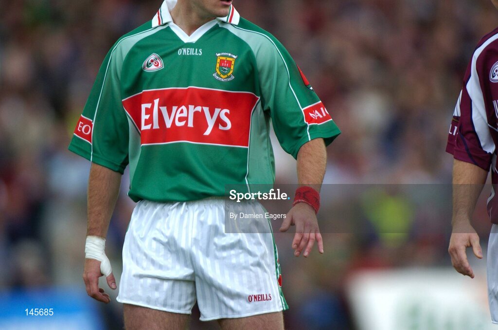 27 June 2004; A Mayo player wears a wristband on his left hand with a message wrote on to the band during the match. Bank of Ireland Connacht Senior Football Championship Semi-Final, Mayo v Galway, McHale Park, Castlebar, Co. Mayo. Picture credit; Damien Eagers / SPORTSFILE