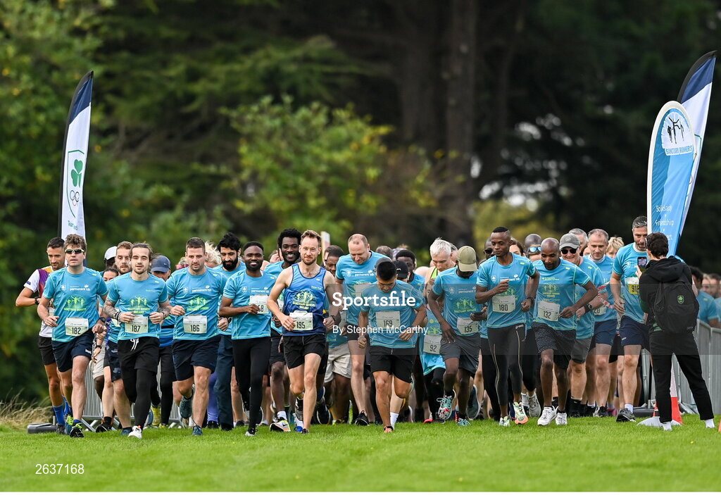 1 October 2023; Participants during the Permanent TSB Sanctuary Run 2023 at the Cross Country track of the Sport Ireland Campus in Dublin. The Permanent TSB Sanctuary Run on the Sport Ireland campus attracted nearly 1,000 participants including refugees from Direct Provision centres across Ireland, Ukrainian people in Dublin, locals and Irish Olympians. The event, to celebrate diversity and interculturalism in Ireland today, was run by the Sanctuary Runners’ organisation and supported by the Olympic Federation of Ireland and Athletics Ireland. Photo by Stephen McCarthy/Sportsfile
