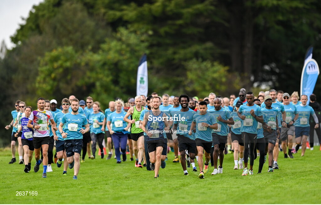 1 October 2023; Participants during the Permanent TSB Sanctuary Run 2023 at the Cross Country track of the Sport Ireland Campus in Dublin. The Permanent TSB Sanctuary Run on the Sport Ireland campus attracted nearly 1,000 participants including refugees from Direct Provision centres across Ireland, Ukrainian people in Dublin, locals and Irish Olympians. The event, to celebrate diversity and interculturalism in Ireland today, was run by the Sanctuary Runners’ organisation and supported by the Olympic Federation of Ireland and Athletics Ireland. Photo by Stephen McCarthy/Sportsfile