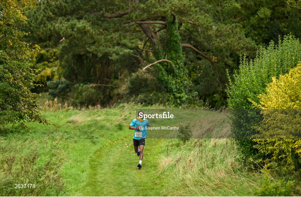 1 October 2023; Noel Selorm Adabblah, originally from Ghana, during the Permanent TSB Sanctuary Run 2023 at the Cross Country track of the Sport Ireland Campus in Dublin. The Permanent TSB Sanctuary Run on the Sport Ireland campus attracted nearly 1,000 participants including refugees from Direct Provision centres across Ireland, Ukrainian people in Dublin, locals and Irish Olympians. The event, to celebrate diversity and interculturalism in Ireland today, was run by the Sanctuary Runners’ organisation and supported by the Olympic Federation of Ireland and Athletics Ireland. Photo by Stephen McCarthy/Sportsfile