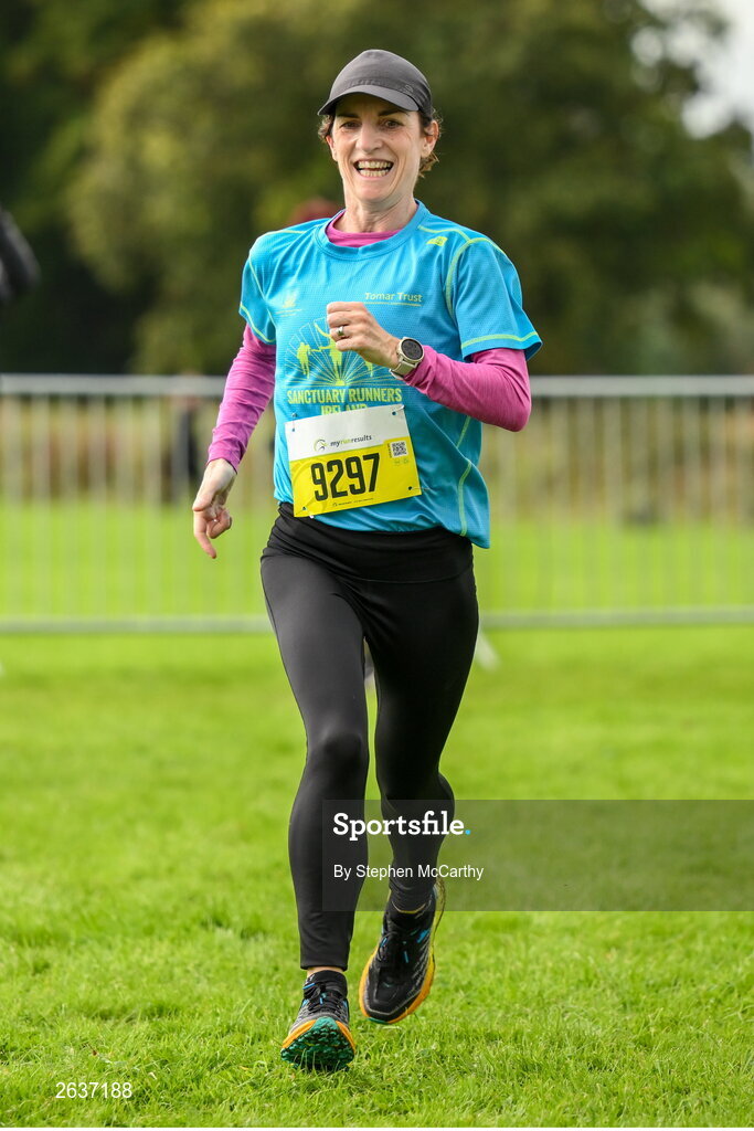 1 October 2023; Sorcha Loughnane on her way to winning the Permanent TSB Sanctuary Run 2023 at the Cross Country track of the Sport Ireland Campus in Dublin. The Permanent TSB Sanctuary Run on the Sport Ireland campus attracted nearly 1,000 participants including refugees from Direct Provision centres across Ireland, Ukrainian people in Dublin, locals and Irish Olympians. The event, to celebrate diversity and interculturalism in Ireland today, was run by the Sanctuary Runners’ organisation and supported by the Olympic Federation of Ireland and Athletics Ireland. Photo by Stephen McCarthy/Sportsfile