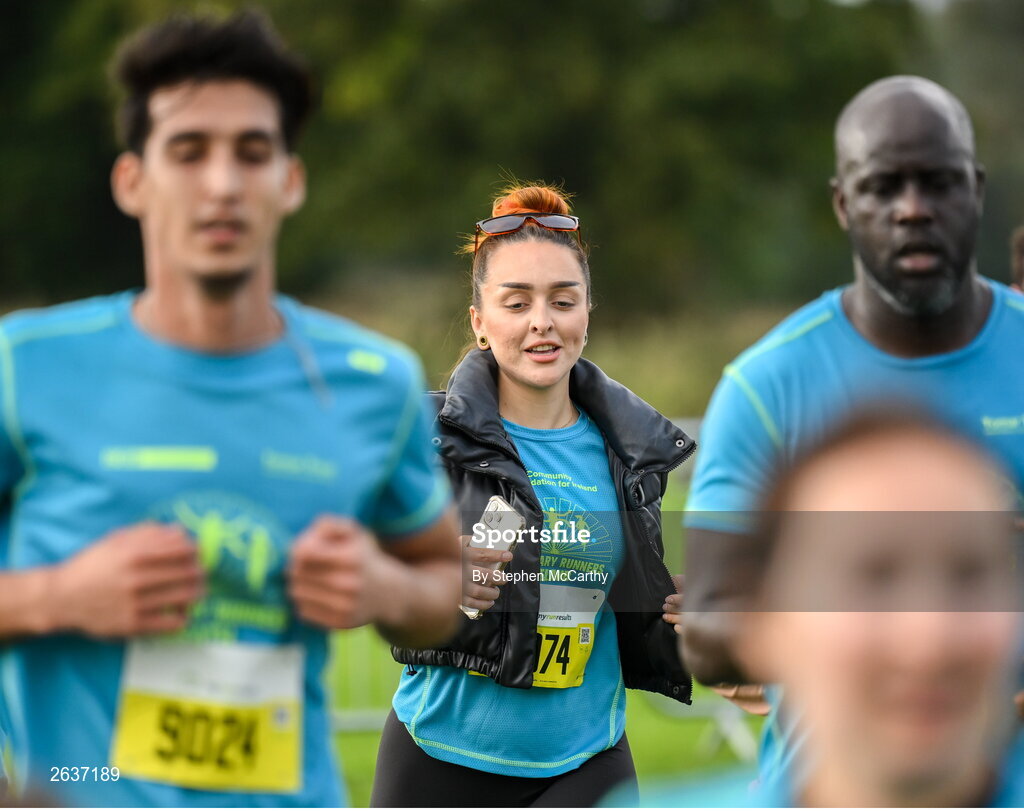 1 October 2023; Hanna Borzakovska, originally from Ukraine, during the Permanent TSB Sanctuary Run 2023 at the Cross Country track of the Sport Ireland Campus in Dublin. The Permanent TSB Sanctuary Run on the Sport Ireland campus attracted nearly 1,000 participants including refugees from Direct Provision centres across Ireland, Ukrainian people in Dublin, locals and Irish Olympians. The event, to celebrate diversity and interculturalism in Ireland today, was run by the Sanctuary Runners’ organisation and supported by the Olympic Federation of Ireland and Athletics Ireland. Photo by Stephen McCarthy/Sportsfile