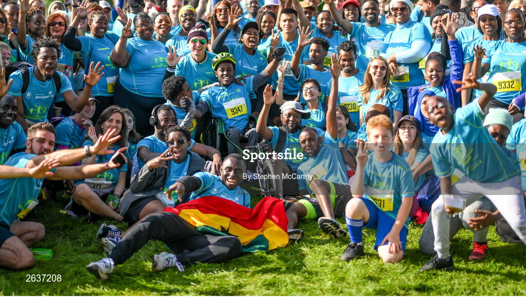 1 October 2023; Participants during the Permanent TSB Sanctuary Run 2023 at the Cross Country track of the Sport Ireland Campus in Dublin. The Permanent TSB Sanctuary Run on the Sport Ireland campus attracted nearly 1,000 participants including refugees from Direct Provision centres across Ireland, Ukrainian people in Dublin, locals and Irish Olympians. The event, to celebrate diversity and interculturalism in Ireland today, was run by the Sanctuary Runners’ organisation and supported by the Olympic Federation of Ireland and Athletics Ireland. Photo by Stephen McCarthy/Sportsfile